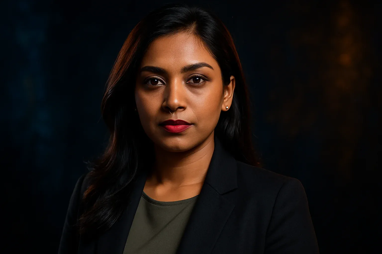 High-resolution portrait of confident Bangladeshi woman on dark premium background